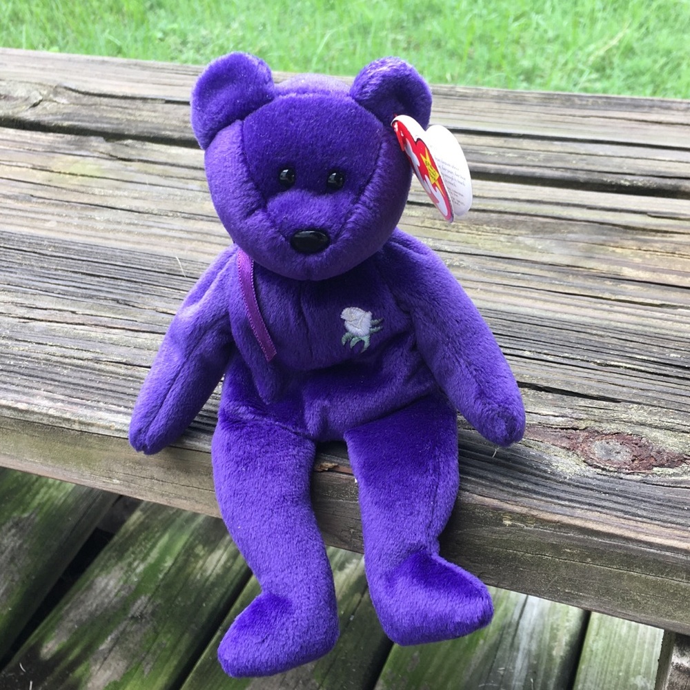 Ty Beanie Original Baby, Princess, the Princess Diana Purple Plush Bear